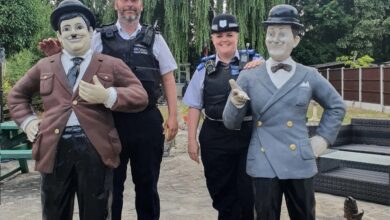 Photo of Life-size Laurel and Hardy statues found a year after being stolen